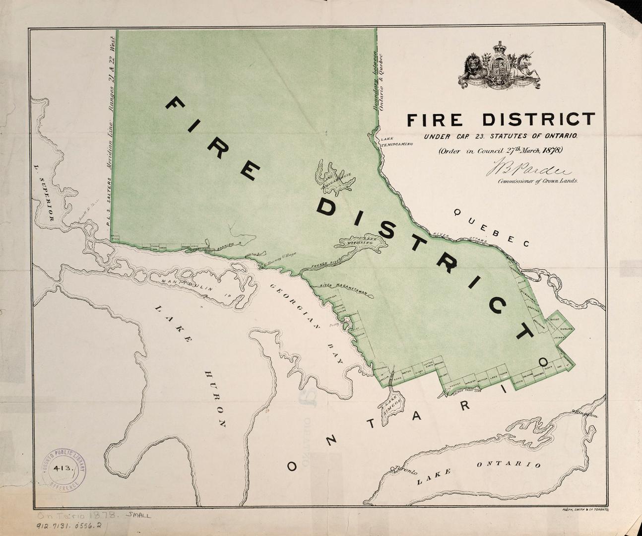 Fire District under cap. 23 statutes of Ontario