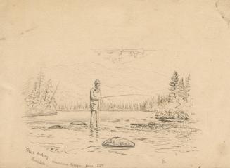 Trout fishing, fourth lake, mountain portage, Cold-Water River [Rivière à l'Eau Dorée], Labrador Peninsula expedition, 1861