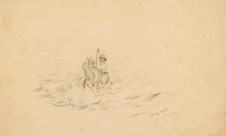 Canoe on lake, Rivière à l'Eau Dorée, Labrador Peninsula expedition, 1861