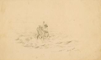 Canoe on lake, Rivière à l'Eau Dorée, Labrador Peninsula expedition, 1861
