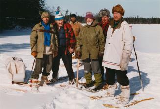 Nellis, Lupton, Davis, Greenacre, Linklater and Macdonald on snowshoes. Algonquin Provincial Park, Ontario