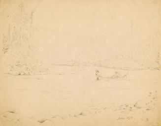 Canoe on Rivière Nipissis, Labrador Peninsula expedition, 1861