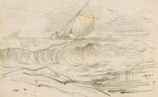 Schooner in gale, possibly on the St. Lawrence River, Québec, probably sketched during Labrador Peninsula expedition, 1861