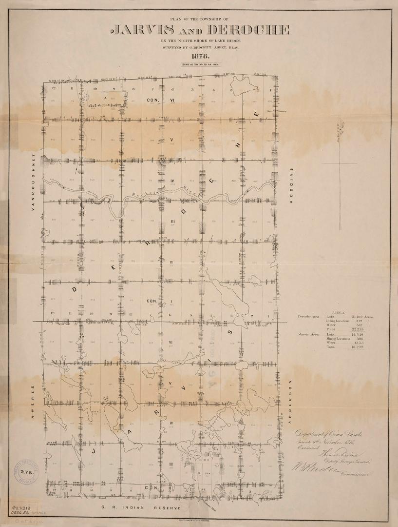 Plan of the township of Jarvis and Deroche on the North Shore of Lake Huron