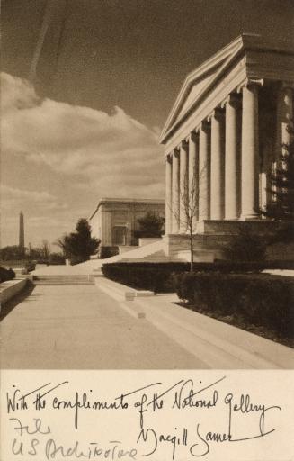 National Gallery of Art, Washington, D.C., view of the mall entrance, looking west