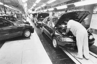 Assembly line at the Honda plant, Alliston, Ontario