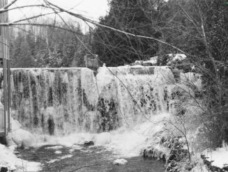 Icy waterfall beside Millcroft Inn, Alton, Ontario