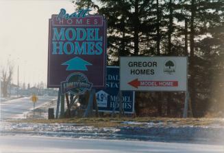 Model home signs. Barrie, Ontario