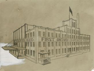 Model (drawing) of proposed co-operative plant. Barrie, Ontario