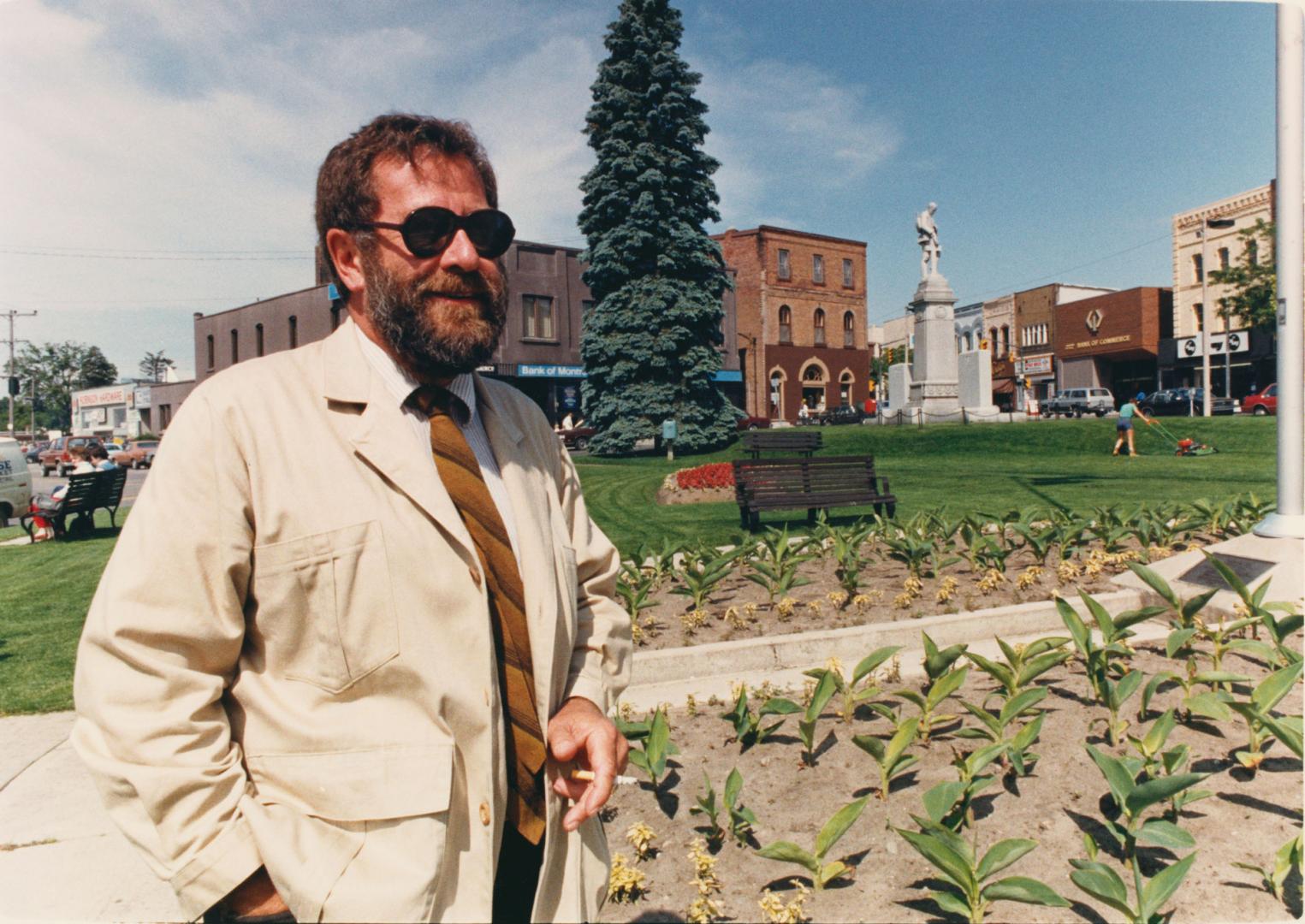 Simcoe County archivist Peter Moran in Memorial Square, Barrie, Ontario