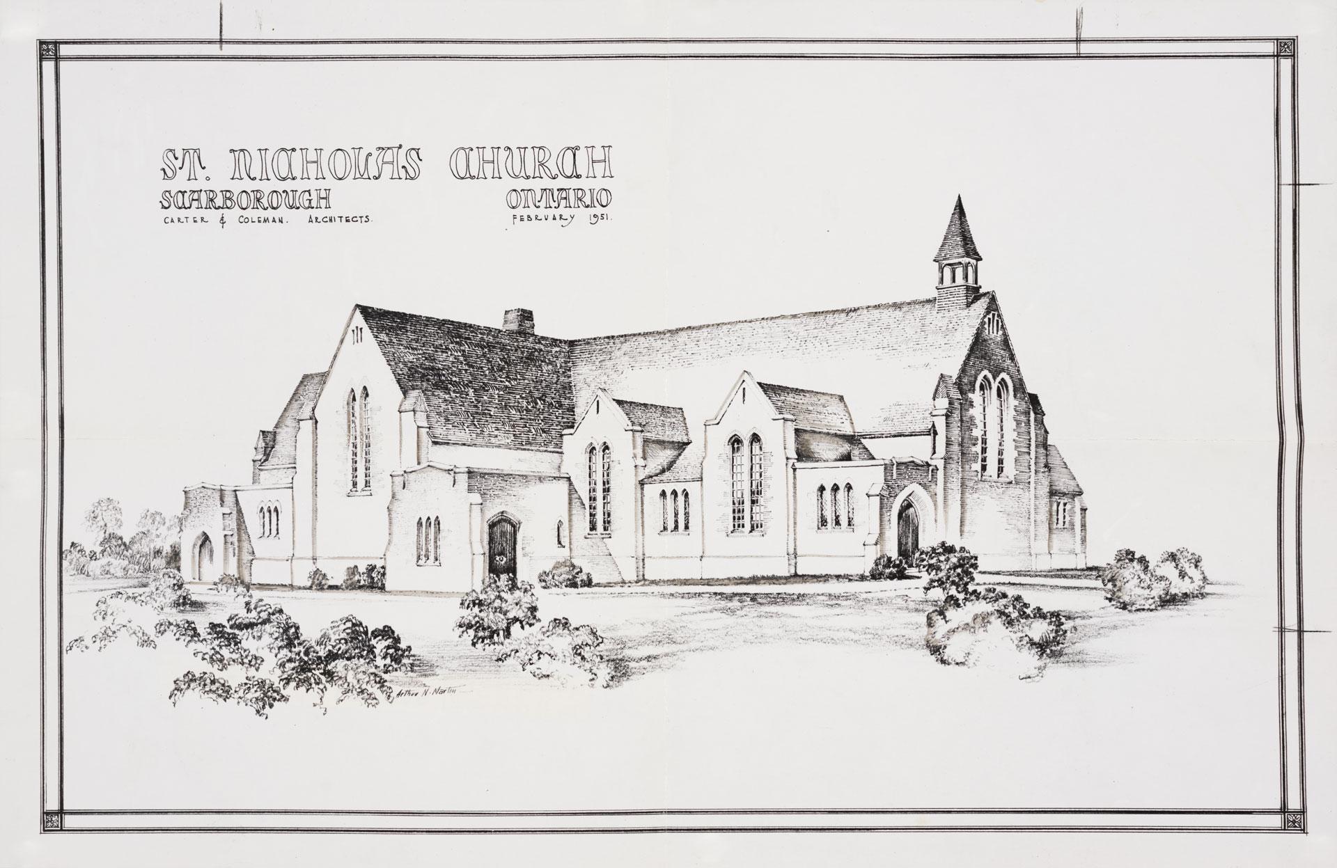 Architect S Drawing Of St Nicholas Church Birchcliff Toronto Ontario All Items Digital