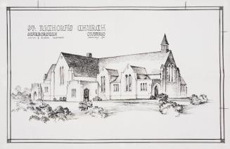 Architect's drawing of St. Nicholas Church, Birchcliff. Toronto, Ontario