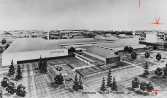 Rendering of a proposed Corning Glass Works of Canada.  Bracebridge, Ontario