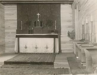 The altar in the chapel, Cowley Fathers mission. Bracebridge, Ontario