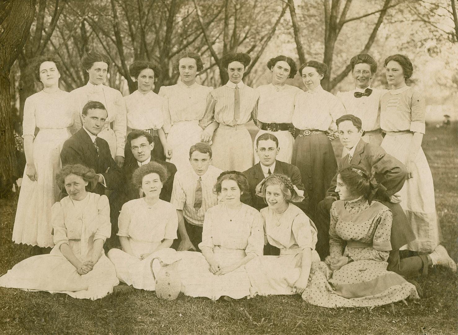 Group of young adults, possibly connected with Kew Beach Presbyterian Church, Toronto, Ontario.