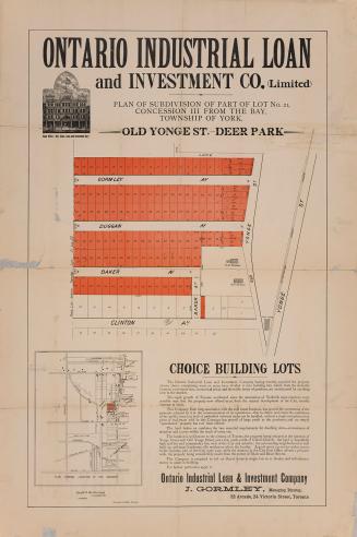 Historic photo from 1885 - Plan of Deer Park subdivision - Yonge and Lawton (was Old Yonge St.) in Deer Park