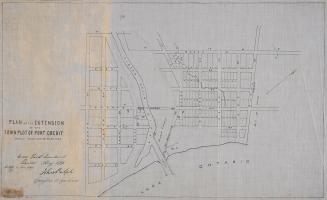 Plan of the extension of the town plot of Port Credit. Québec, 1852
