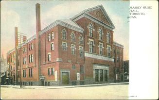 Historic photo from 1910 - Massey Music Hall exterior, Toronto, Canada (before fire escapes) in Garden District