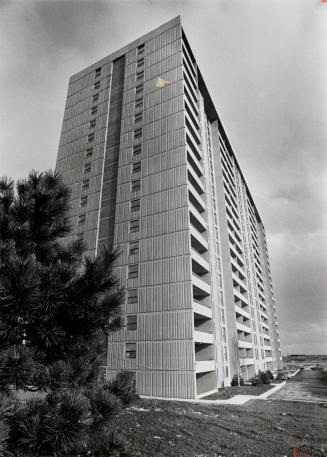 Facade of Kensington Place condominiums. Bramalea, Ontario