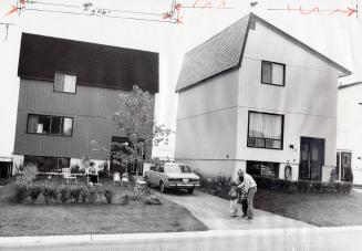 Zero lot-line houses.  Bramalea, Ontario