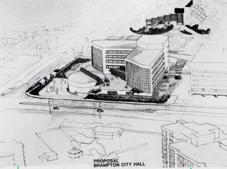 Rendering of a proposed city hall. Brampton, Ontario