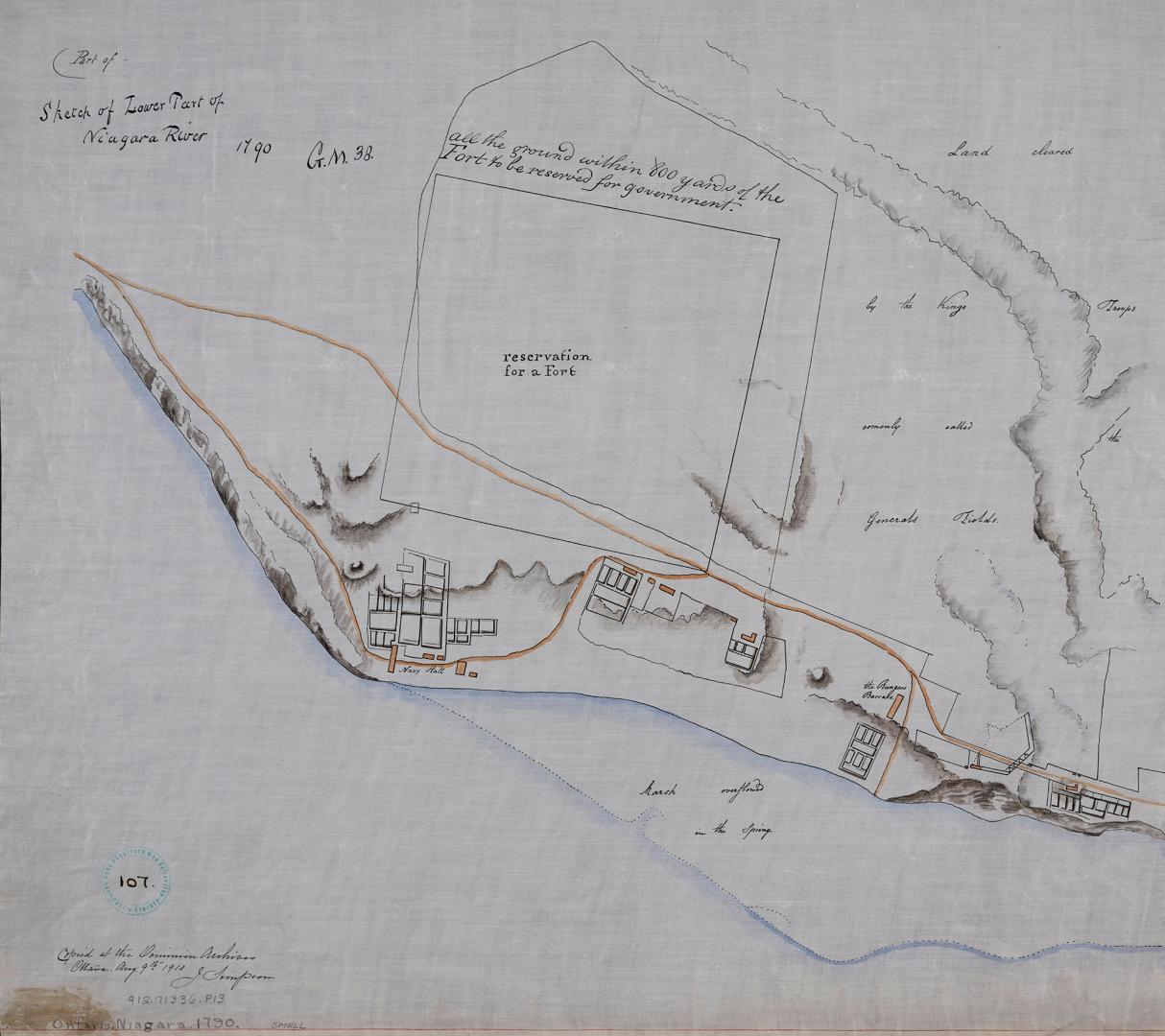 Part of sketch of lower part of Niagara River, 1790 G.M. 38
