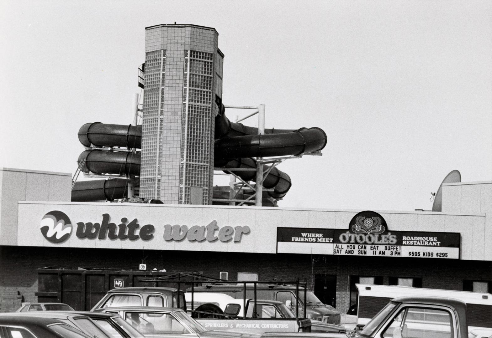 Indoor water slide in Shoppers World. Brampton, Ontario