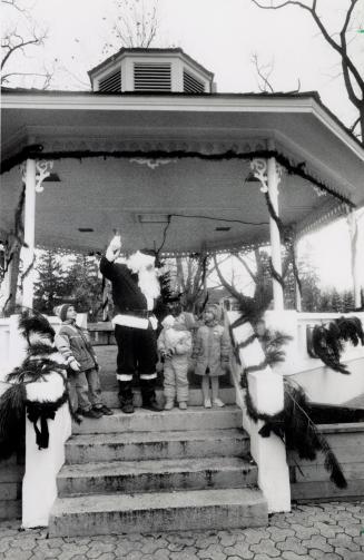 Santa and children in historic Gage Park. Brampton, Ontario