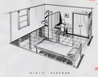 Rendering of a prison cell in the Vanier Centre for Women. Milton, Ontario