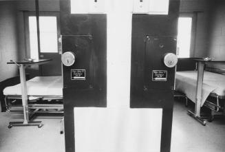 Electronic locks on hospital-room doors at the Vanier Centre for Women. Milton, Ontario