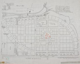 With the exception of the lots on the Bay shore and those on Dundas or Lot Street coming under the head of sections A and C this plan is merely a proposed sketch of an intended addition to the town of York, His Excellency not having yet decided upon this internal arrangement [1833]