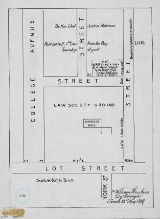 Plan showing property of the Law Society and of the Hon. Chief Justice Robinson