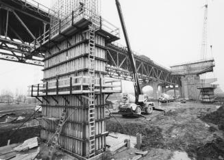 The new Burlington Skyway span under construction. Burlington, Ontario