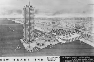 Rendering of apartment-hotel complex to be built on site of the historic Brant Inn. Burlington, Ontario