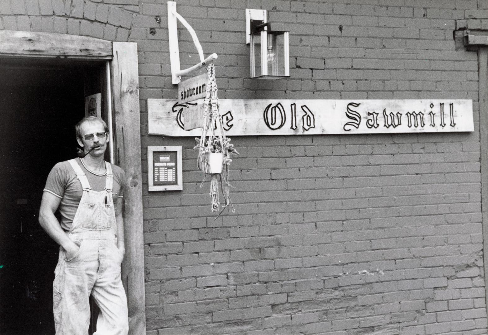Tom Thekan outside his custom woodwork shop, the Old Sawmill. Campbellville, Ontario