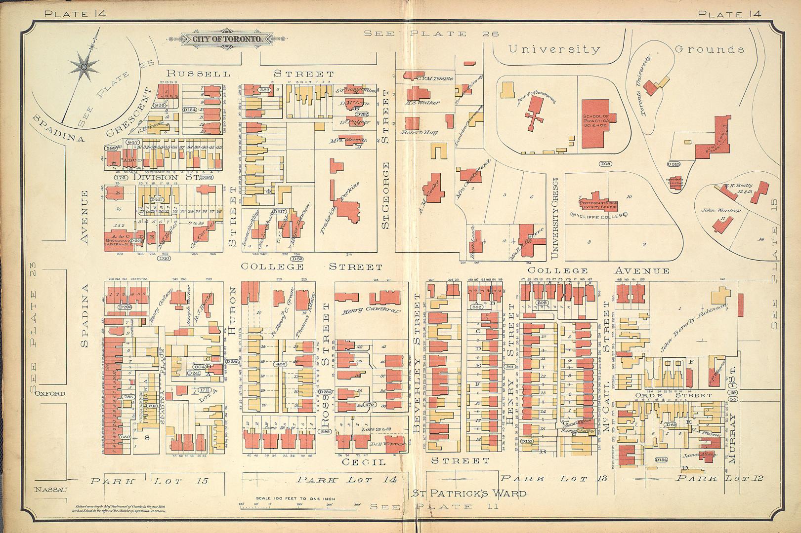 [Plate 14] Atlas of the city of Toronto and vicinity from special survey founded on registered plans and showing all building and lot numbers.