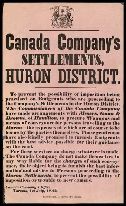 &quot;Canada Company's settlements, Huron District. To prevent the possibility of imposition be ...