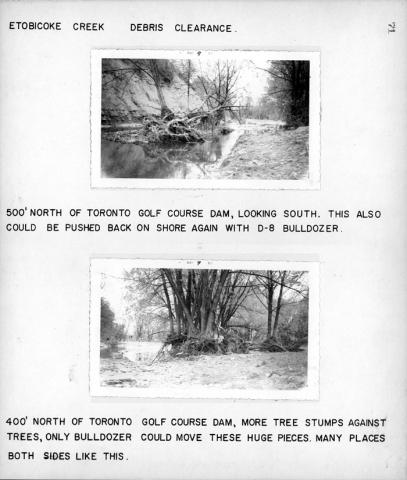 Etobicoke Creek, debris clearance, Hurricane Hazel