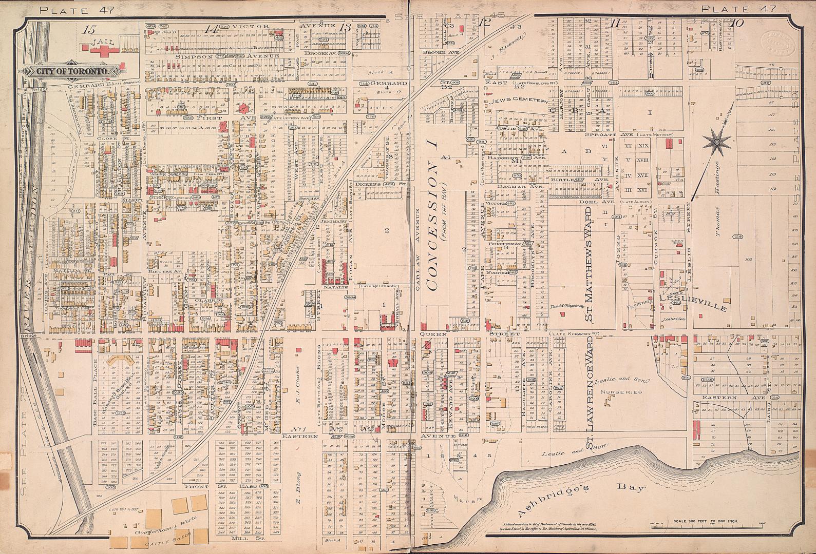 [Plate 47] Atlas of the city of Toronto and vicinity from special survey founded on registered plans and showing all building and lot numbers.