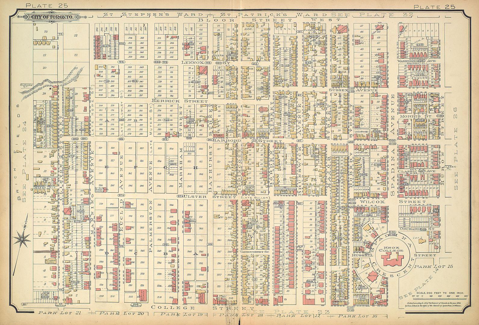 [Plate 25] Atlas of the city of Toronto and vicinity from special survey founded on registered plans and showing all building and lot numbers.