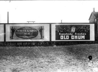 Billboards for White Label Ale and Old Chum tobacco