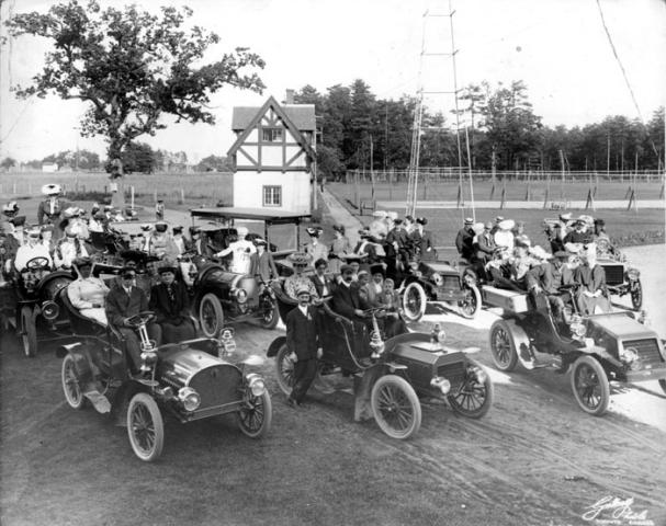 Group of automobiles, including ''Winton,'' ''Royal,'' and ''Yale'' types