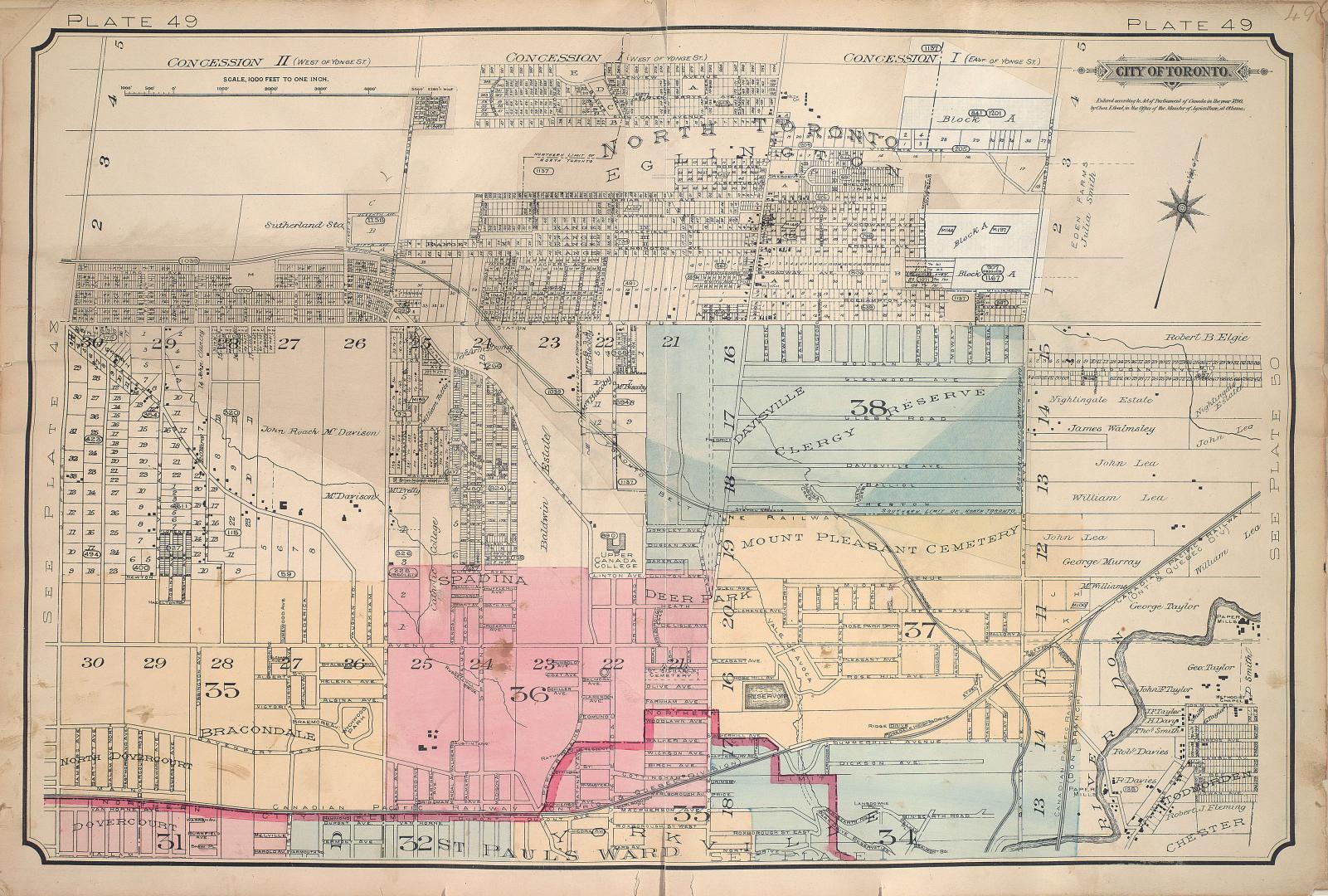 [Plate 49] Atlas of the city of Toronto and vicinity from special survey founded on registered plans and showing all building and lot numbers.