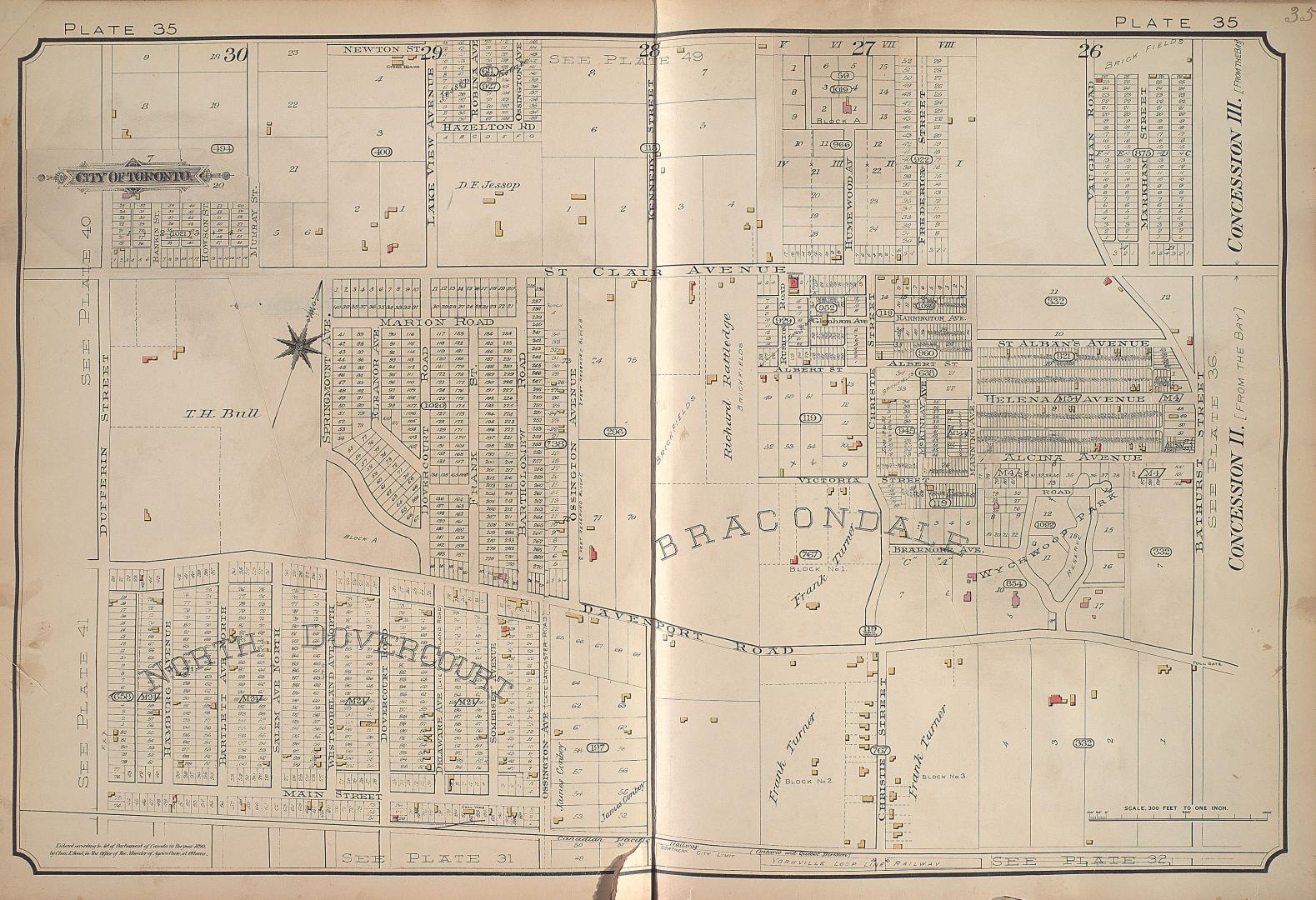 [Plate 35] Atlas of the city of Toronto and vicinity from special survey founded on registered plans and showing all building and lot numbers.