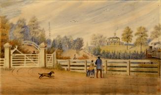 Historic photo from 1870 - High Park Gate - Watercolour by John Howard looking north up to Colborne Lodge in High Park in High Park