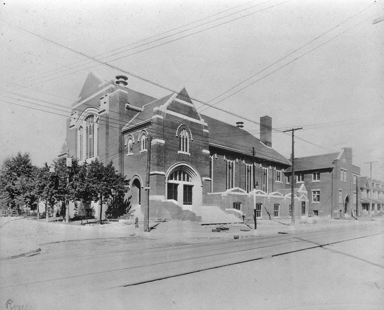 RIVERDALE PRESBYTERIAN CHURCH, Pape Avenue, northwest corner Harcourt Avenue