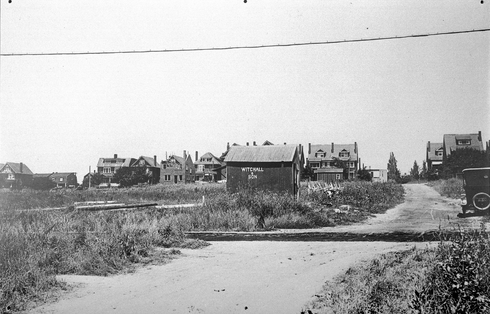 Duplex Ave., looking north from about Eglinton Ave. Image shows a big meadow with some resident ...