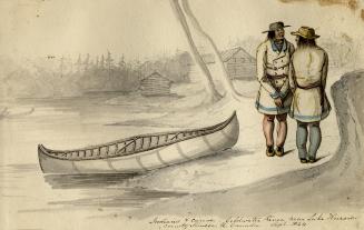 Indians and Canoe, Coldwater River, Coldwater, Ontario