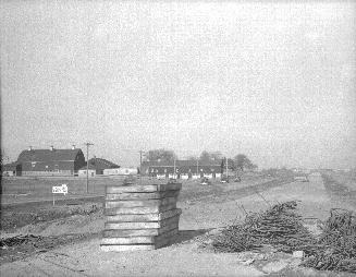 Highway 427, looking north from north of Bloor Street West, during construction, showing T