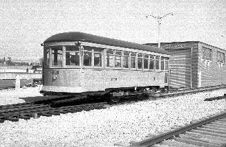 Subway car #RT. 5, at Davisville yards. Image shows a subway car on the tracks outdoors in fron ...